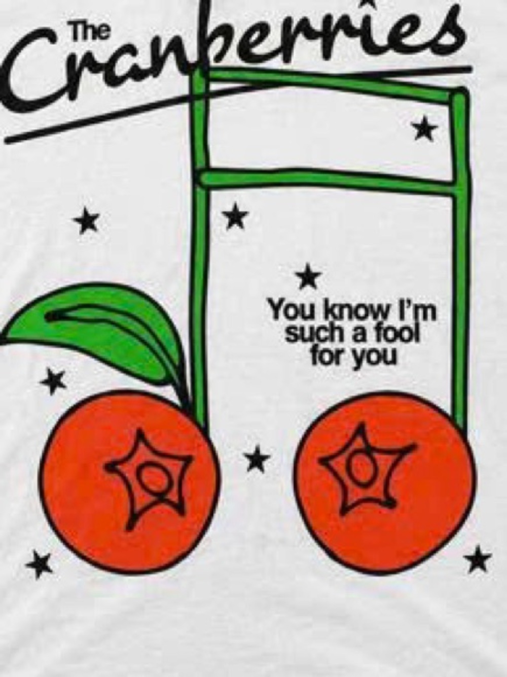 The cranberries Short-Sleeve Tee with Red Cherry Graphic and Green Stem - Picture 2 of 5